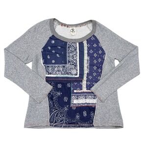 One September Sweatshirt Womens Sz Medium Bobbie Patchwork Bandana Anthropologie